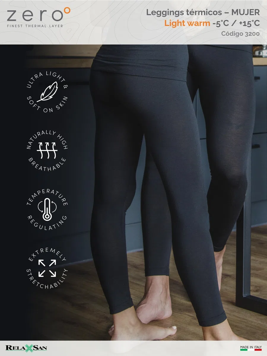 Relaxsan Zero 3200 – Pantalón Térmico Mujer Malla Térmica Ropa Interior en Lana Merino y Fibra Dryarn