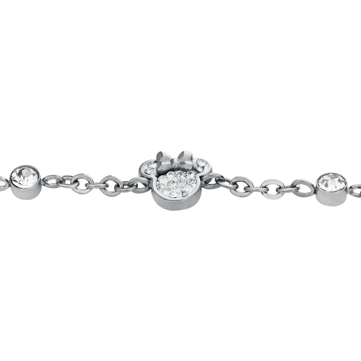 Disney Pulsera Minnie Mouse, Acero Inoxidable y Circonitas para Niñas, Largo 13-18 cm