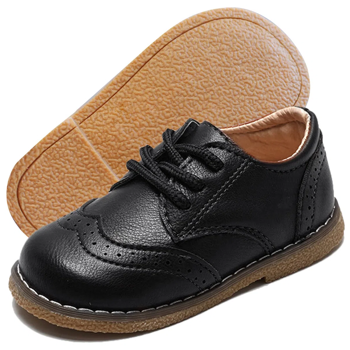 Panegy Zapatos de bebé niña de PU cuero zapatos con cordones bajos elegantes ligeros zapatos brogue casual con suela morbida para suela fiesta boda