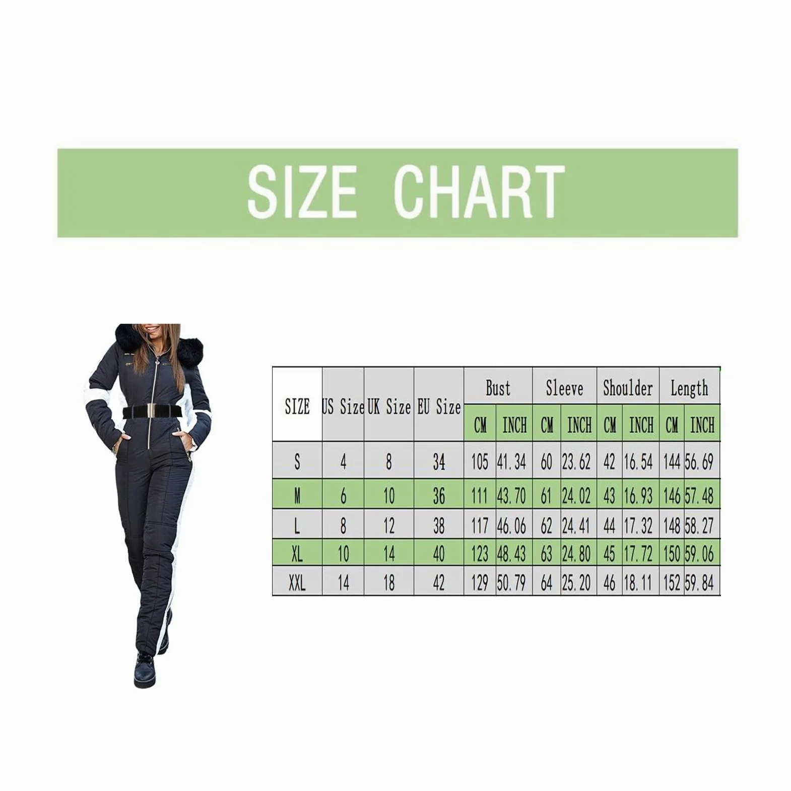Traje de nieve para mujer, traje de esquí de una pieza, cálido, con capucha, mono largo con capucha, traje de nieve, pantalones de esquí, elegante, ropa de esquí, impermeable, snowboard para