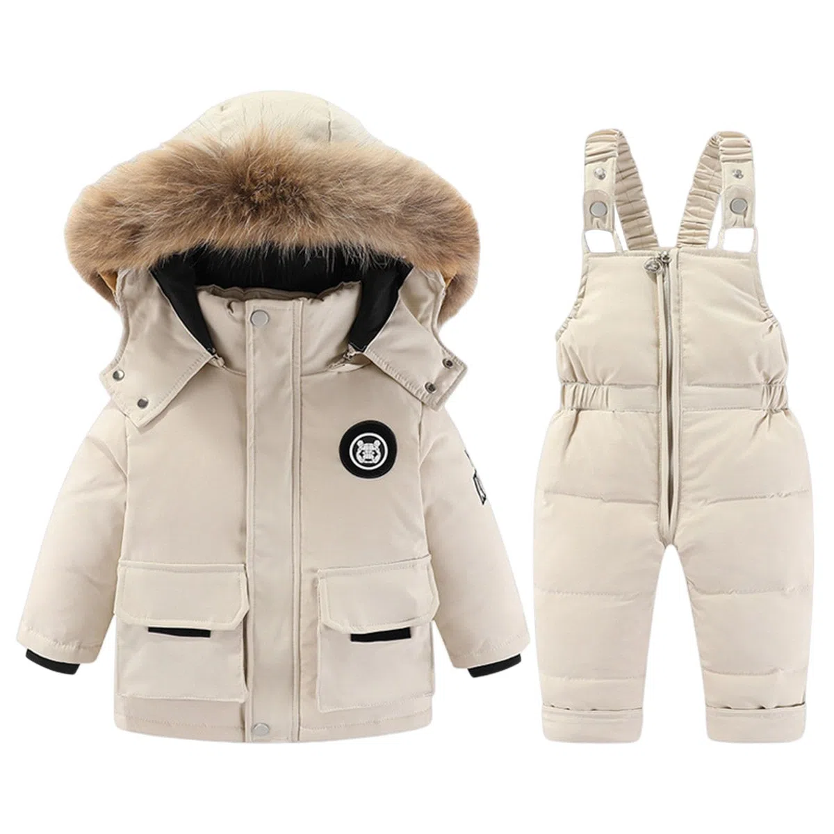 Generisch Traje de nieve para niña con aislamiento acolchado de dos piezas para invierno, térmico, con mono para clima frío
