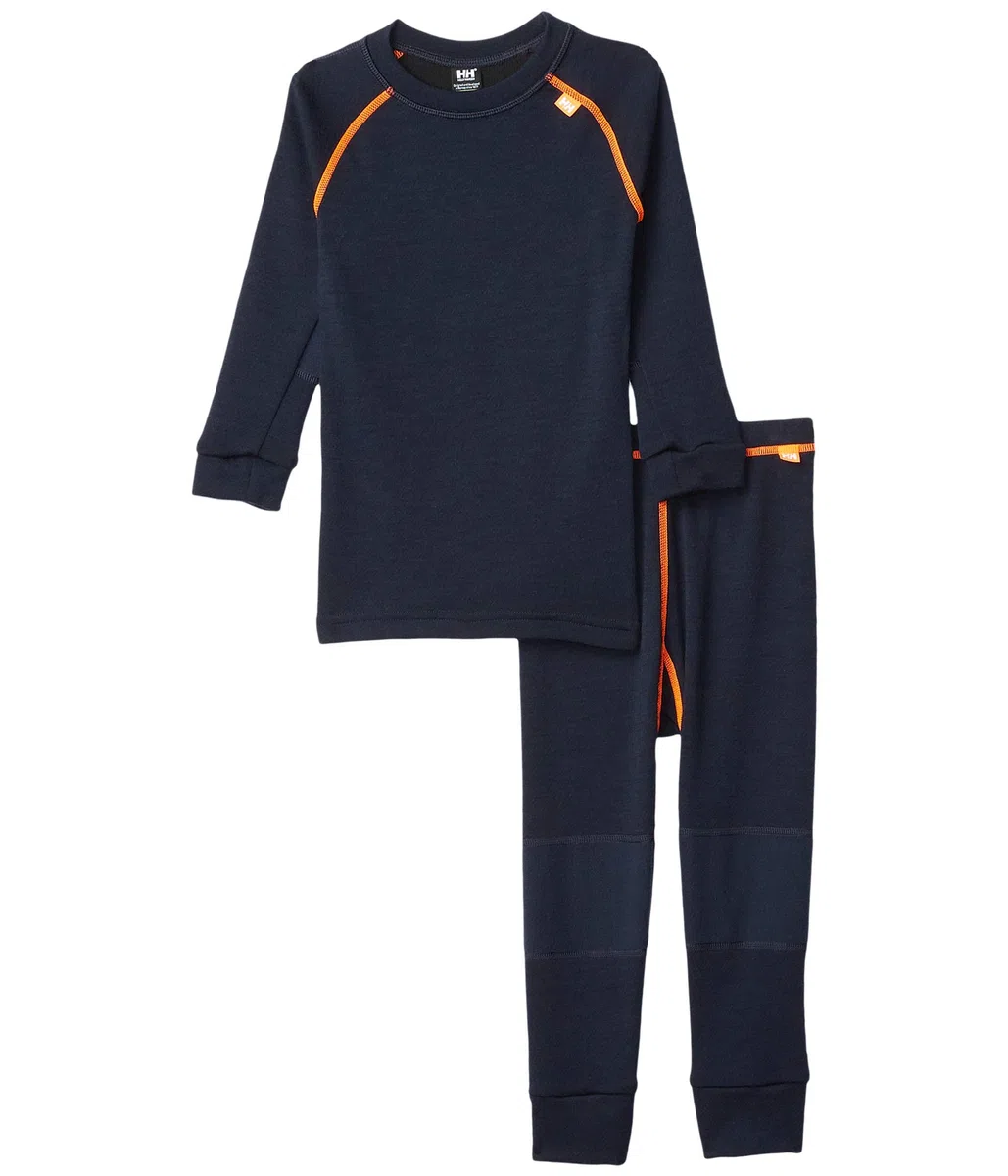 Helly Hansen HH LIFA Merino Baselayer Thermal Conjunto de Camisa y Pantalon, Unisex niños, Azul Marino, 2