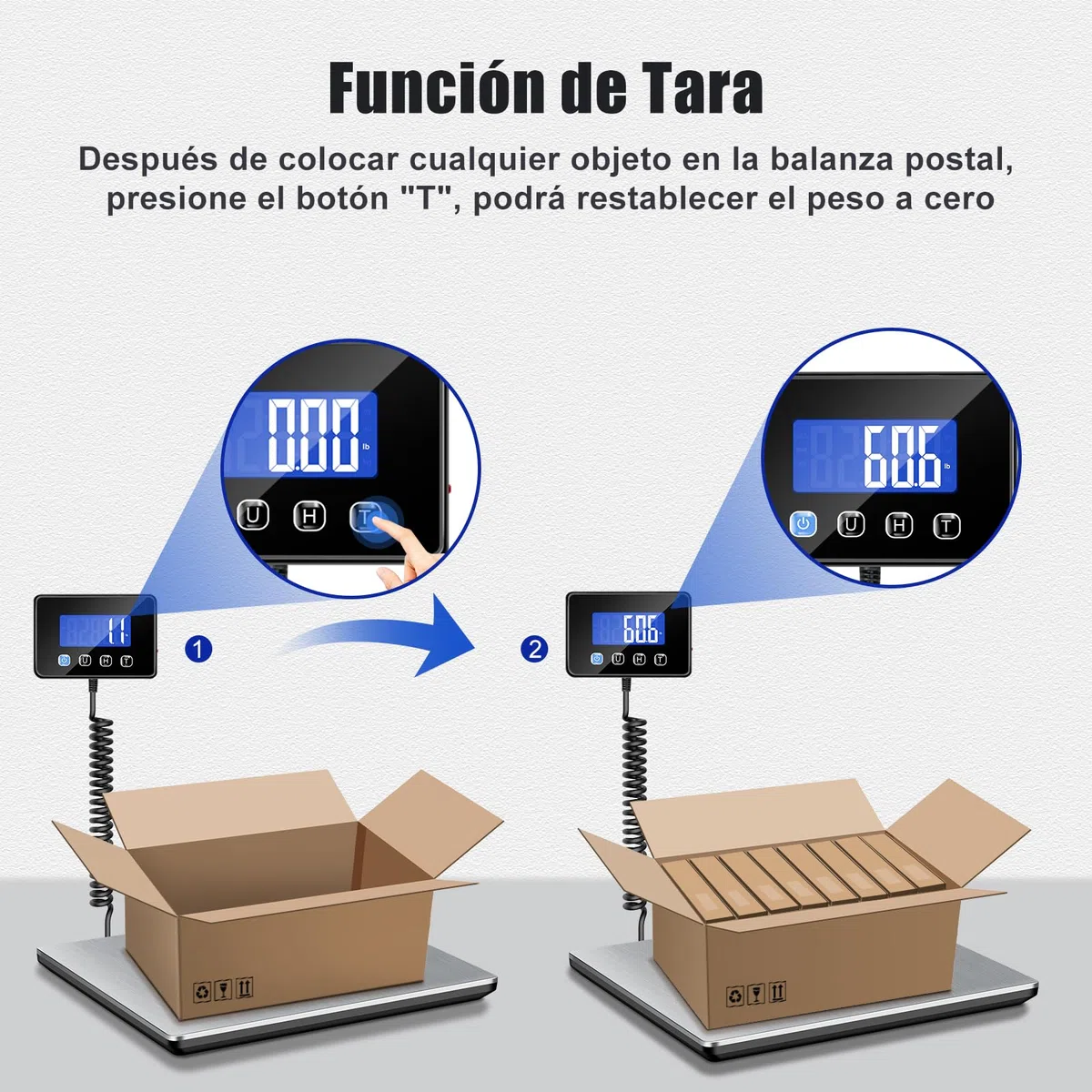 Bascula Industrial, Bascula Maletas Viaje de 300kg/20g con Función de Retención/Tara, Báscula con Pantalla LCD para Paquetes, Equipaje y Almacén, Incluye 2 Baterías AAA y Cable de Carga