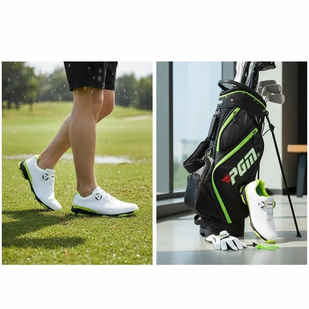 Zapatos de Golf Impermeables Antideslizantes para Hombre con Sistema de Encaje