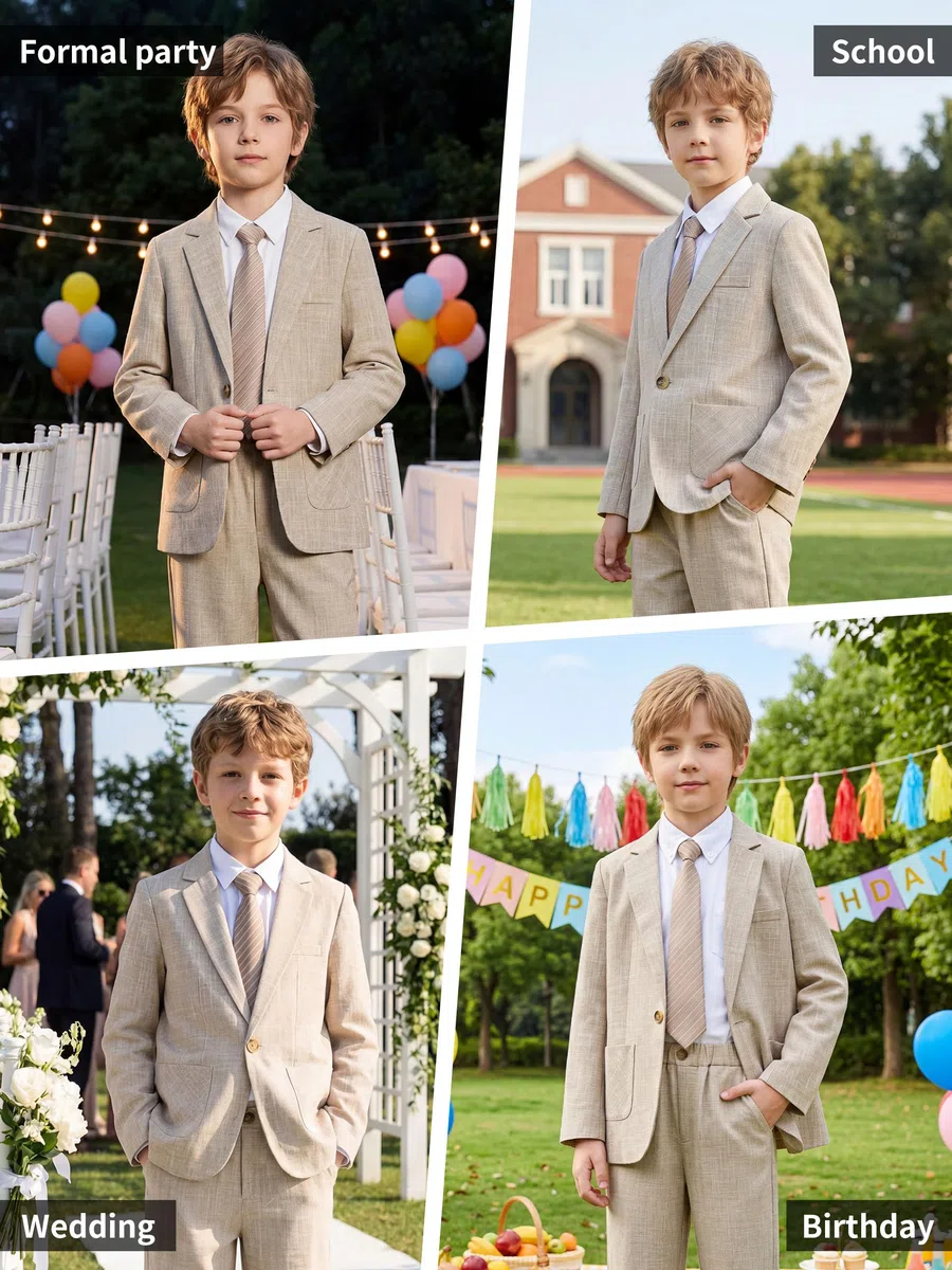 LOLANTA Conjunto de Traje de 2 Piezas para niños, Conjunto de Blazer y pantalón para niños, Ropa de Ocio o Vestido de Fiesta de Boda, 3-13 años