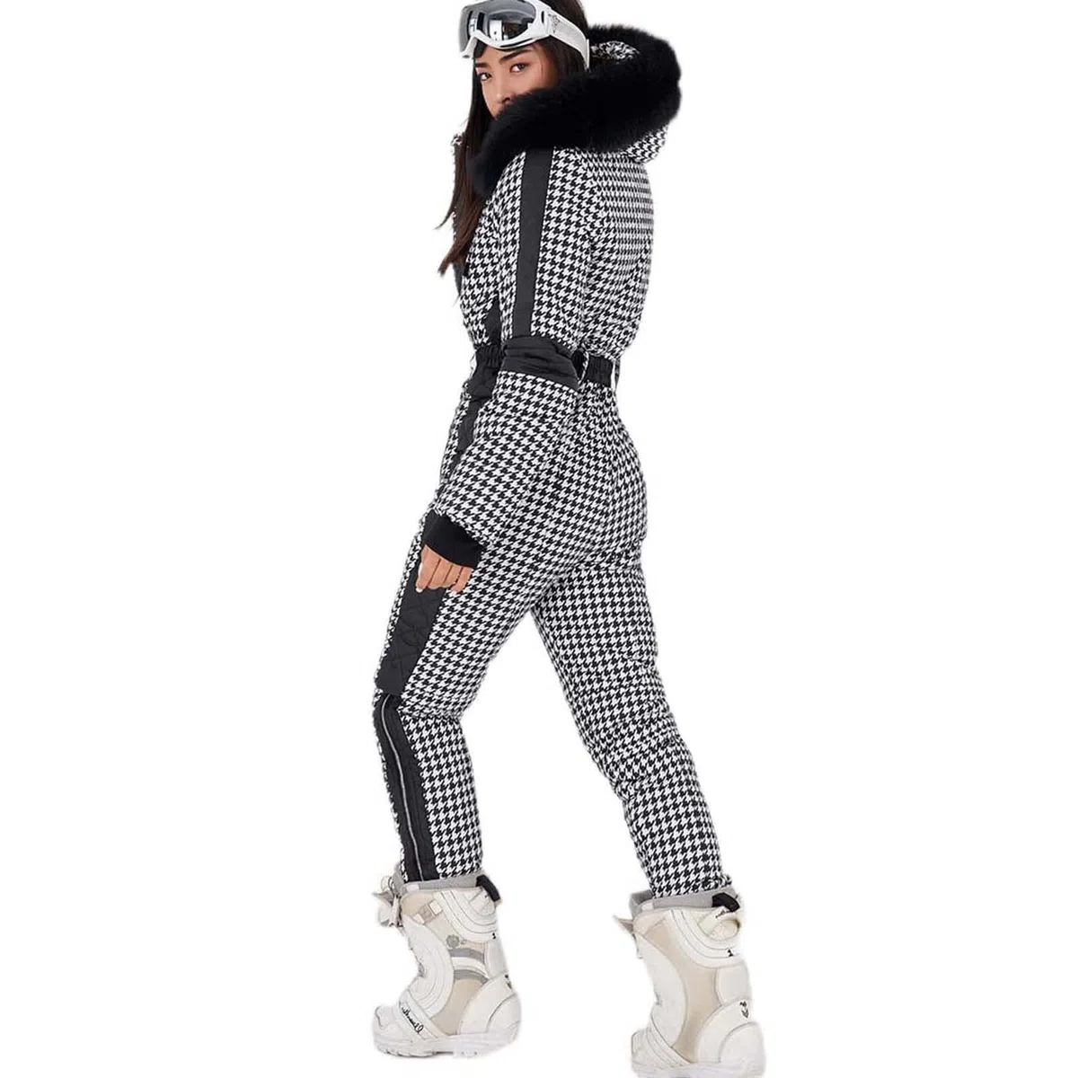 Traje de nieve para mujer de una pieza, traje de esquí cálido para mujer, mono de esquí cálido para invierno, sudadera con capucha, snowboard, esquí, nieve, mono para deportes al aire libre, traje de