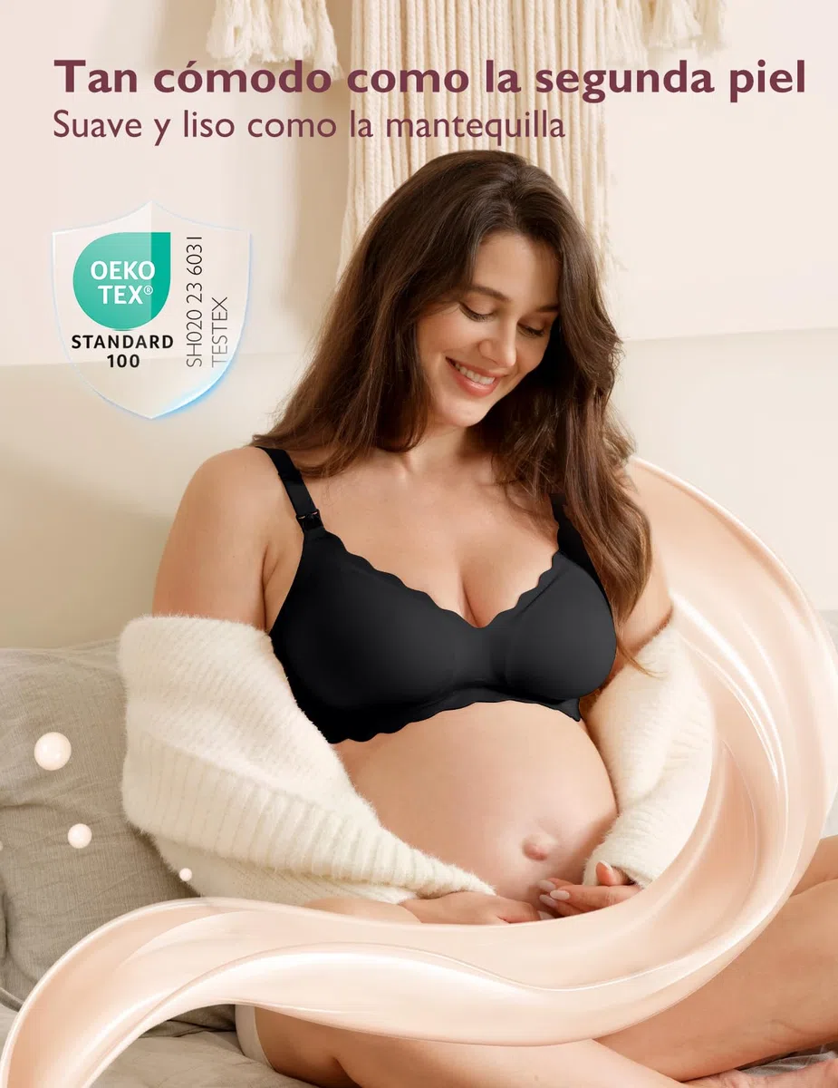 momcozy Sujetador Lactancia sin Costuras para Mujeres Embarazadas, Inalámbrico, con Soporte Jelly Strip y Diseño Clásico, Ideal para la Maternidad