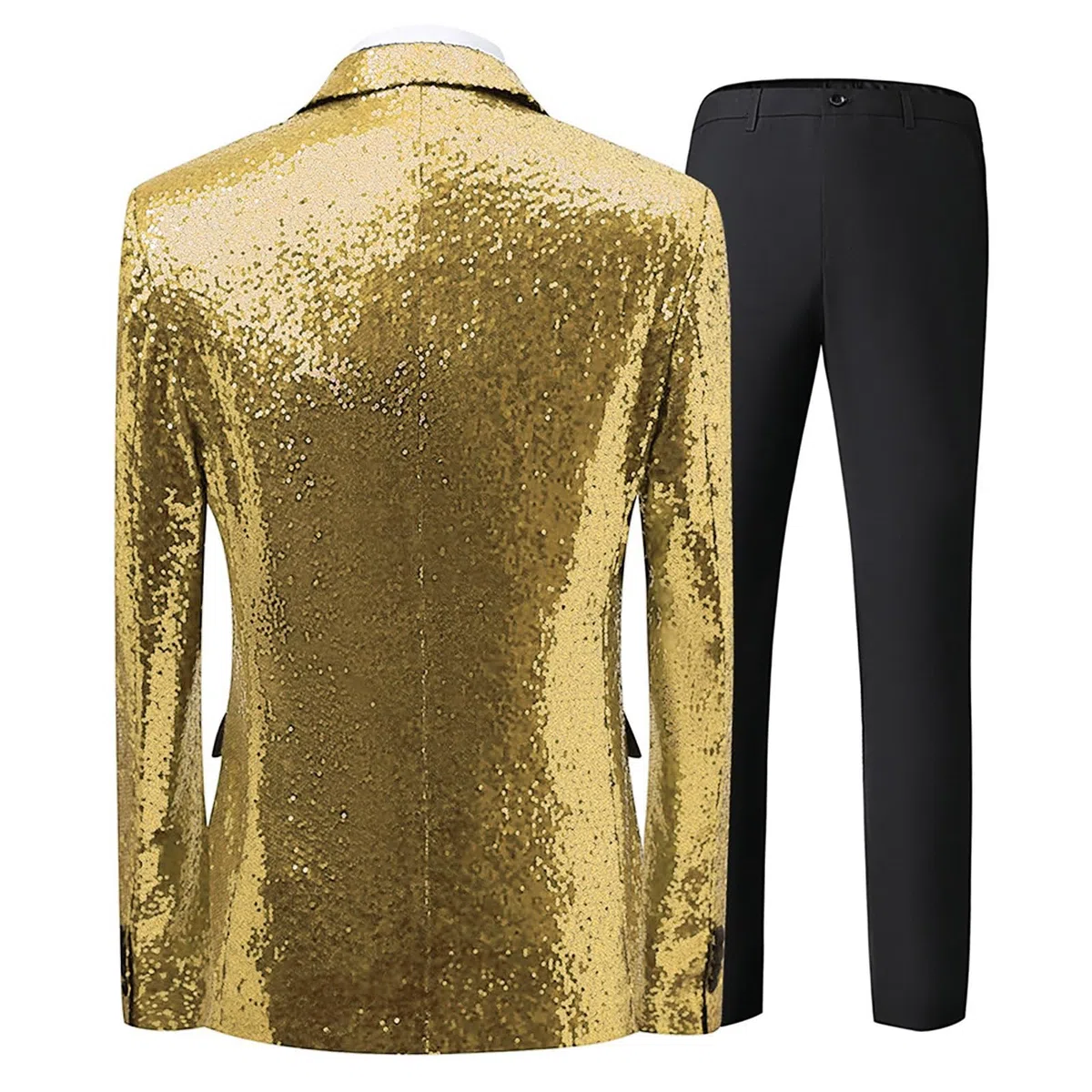 Generisch Trajes para hombre de boda, chaqueta de lentejuelas y pantalones, juego de tres piezas, esmoquin, fiesta, baile, boda, lentejuelas, esmoquin, chaqueta de un botón, traje de negocios para