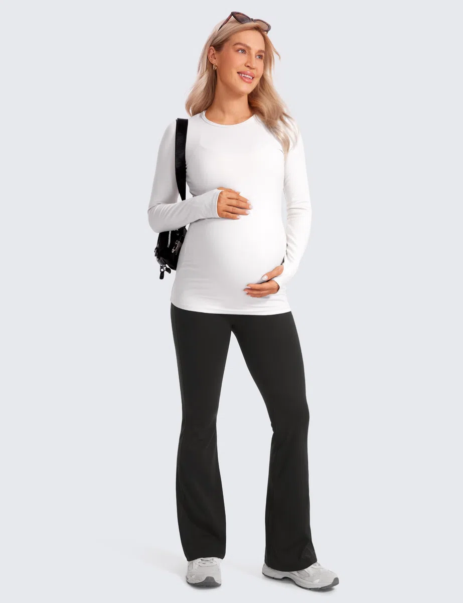 CRZ YOGA Butterluxe Maternidad Acampanados Leggings Bolsillos 74/79/84cm - Mujeres Premamá Yoga Pantalones