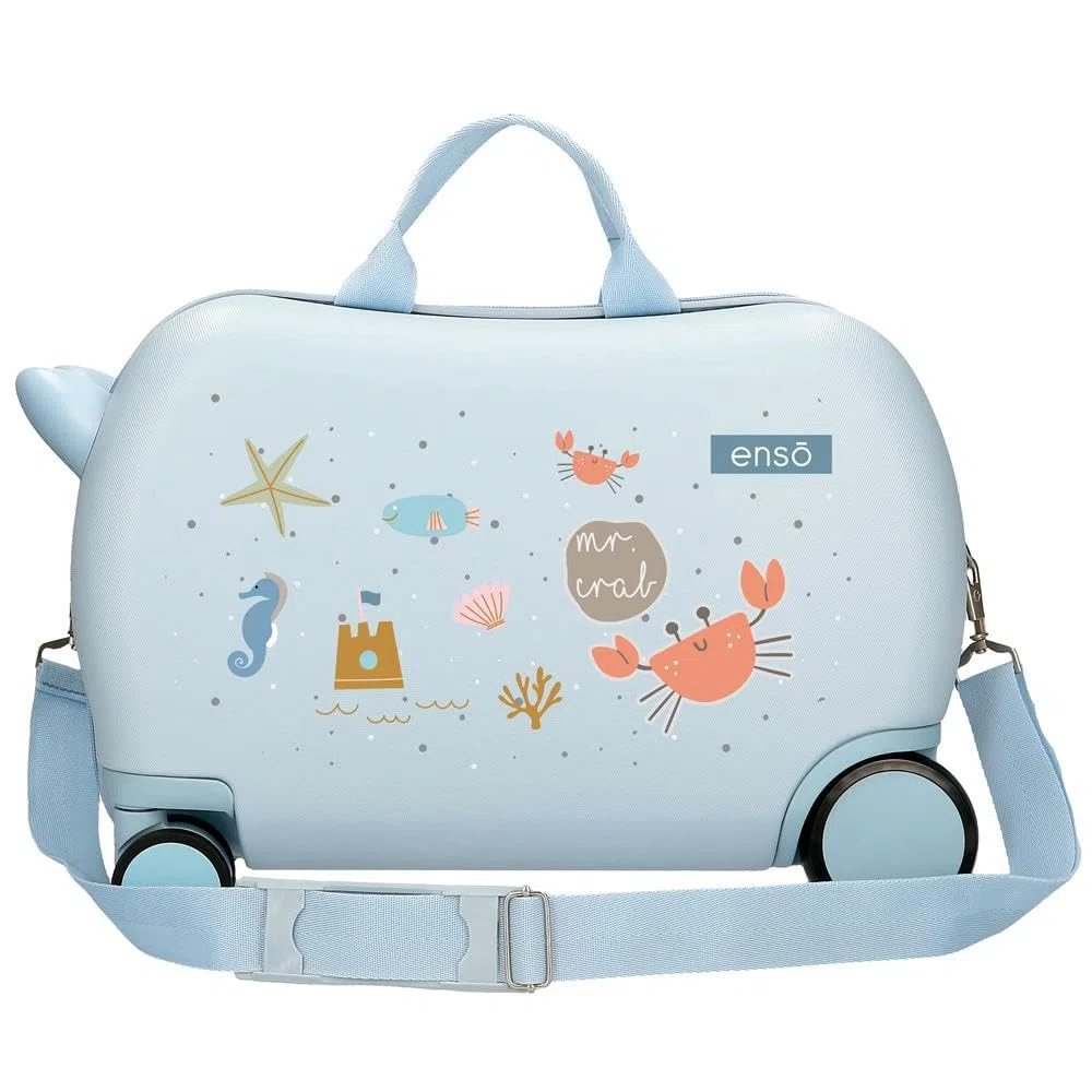 Valise pour Enfants Enso Mr Crab, en ABS, Doubles roues pivotantes multidirectionnelles, serrure à Combinaison latérale pour un Voyage en Toute sécurité, Multiples possibilités d'utilisation.