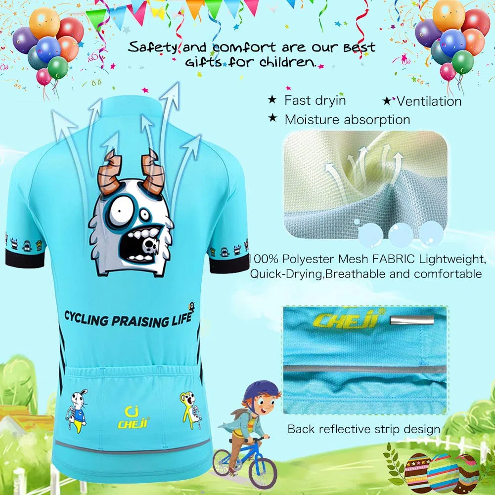 Traje de Ciclismo Niño, Jersey Conjunto Ropa Maillot de Ciclismo para Niños y Niñas Bicicleta Camiseta Manga Corta y Pantalones