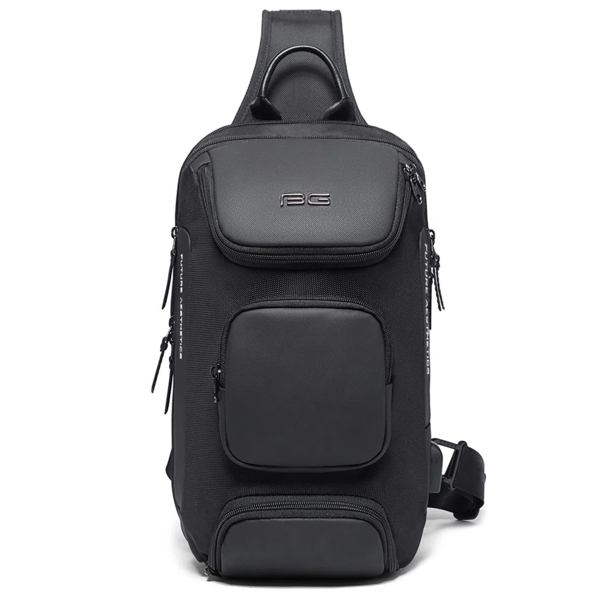 VARLIVOO Bolsos de Hombro para Hombre Bolsos Cruzados USB Port Sling Bag Bandolera Bolsa de Pecho Crossbody Bolsa Alta Capacidad Viajar Impermeable Poliéster Sling Backpack Negro
