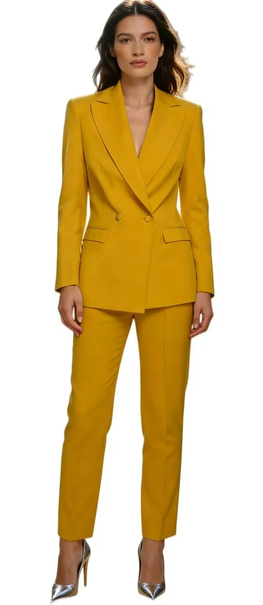 Pantalones para mujer, trajes de negocios con doble botonadura para el trabajo, blazer, pantalones formales