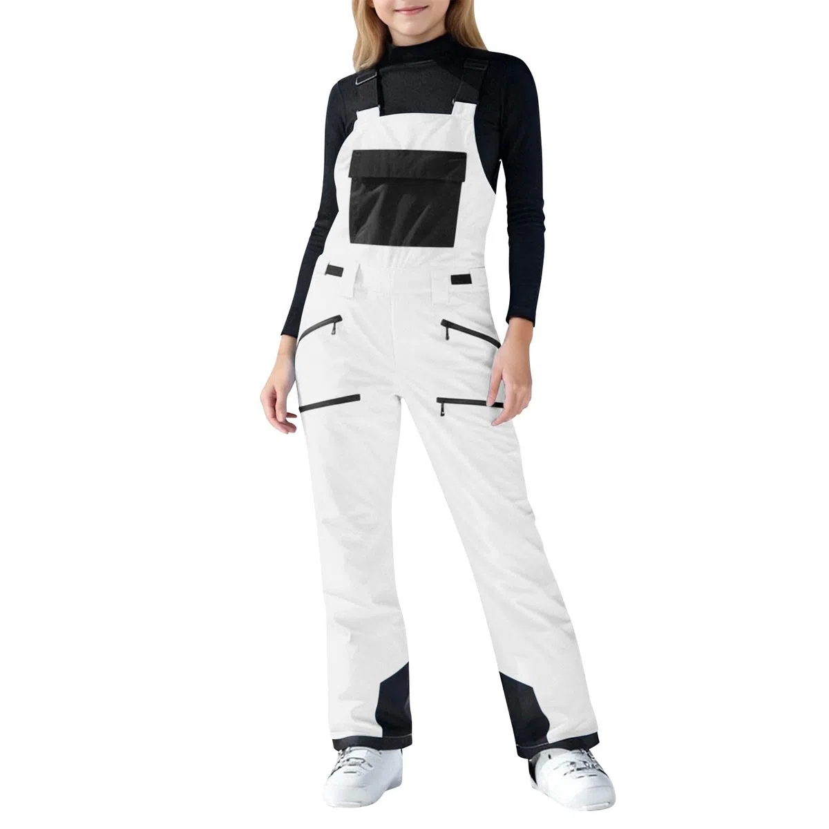 Overol de nieve para niñas, con aislamiento térmico, pantalones de esquí impermeables, correa ajustable, overol de snowboard para niños, traje de nieve cálido de invierno con múltiples bolsillos (4-13