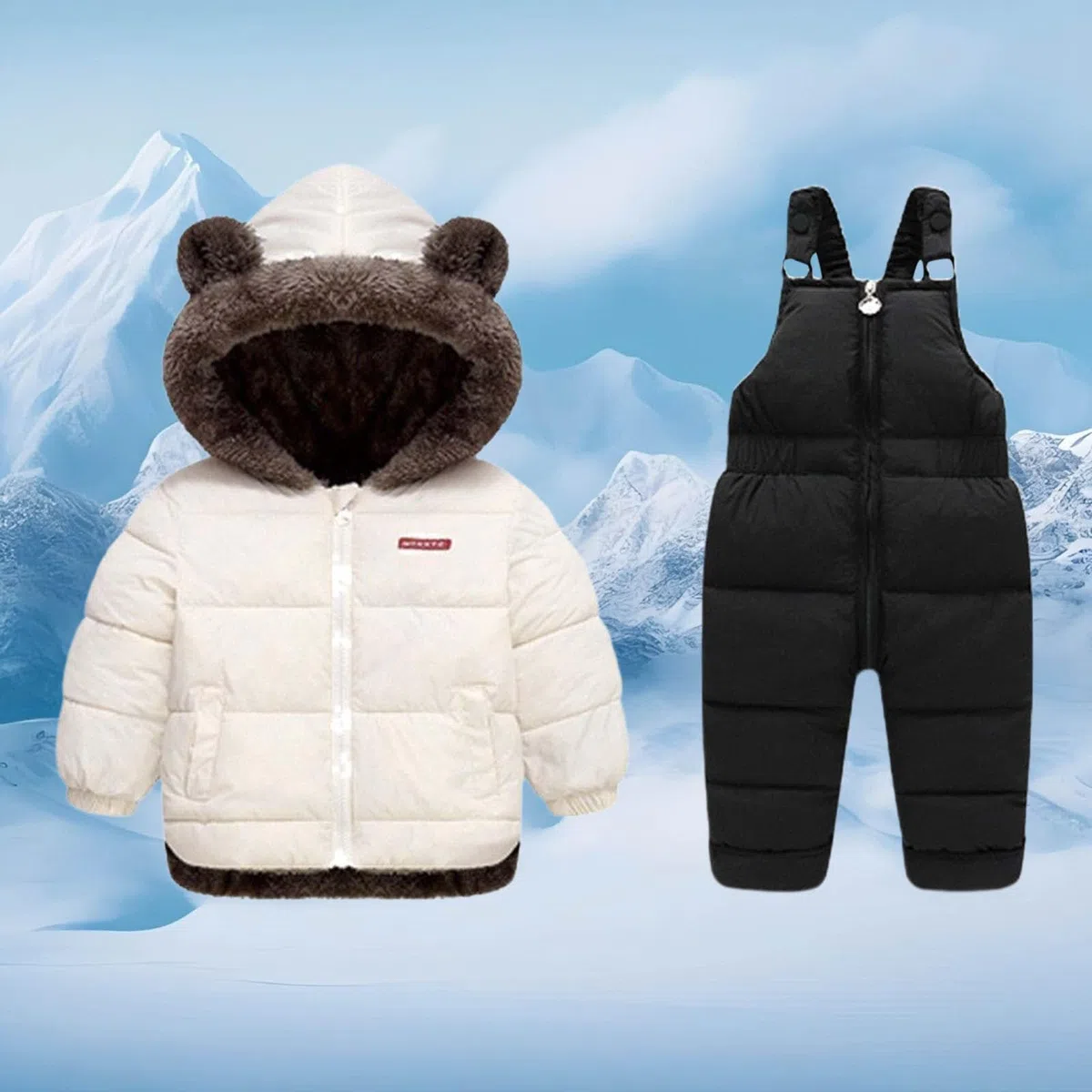 Genérico Traje de Nieve Térmico para Niños Mono Acolchado Aislante con Chaqueta Conjunto Cálido para Bebés y Pequeños Jugando en Climas Fríos
