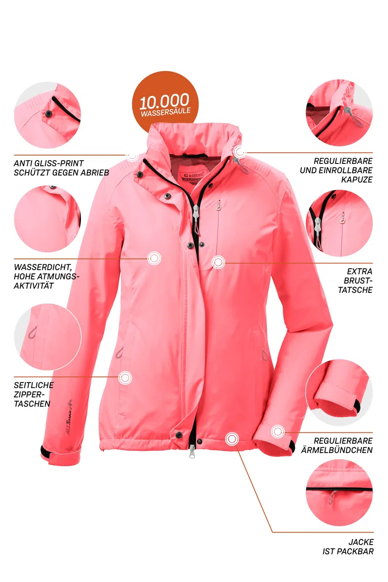 Killtec Kos 25 Wmn Jckt Chaqueta funcional con capucha enrollable, plegable Mujer