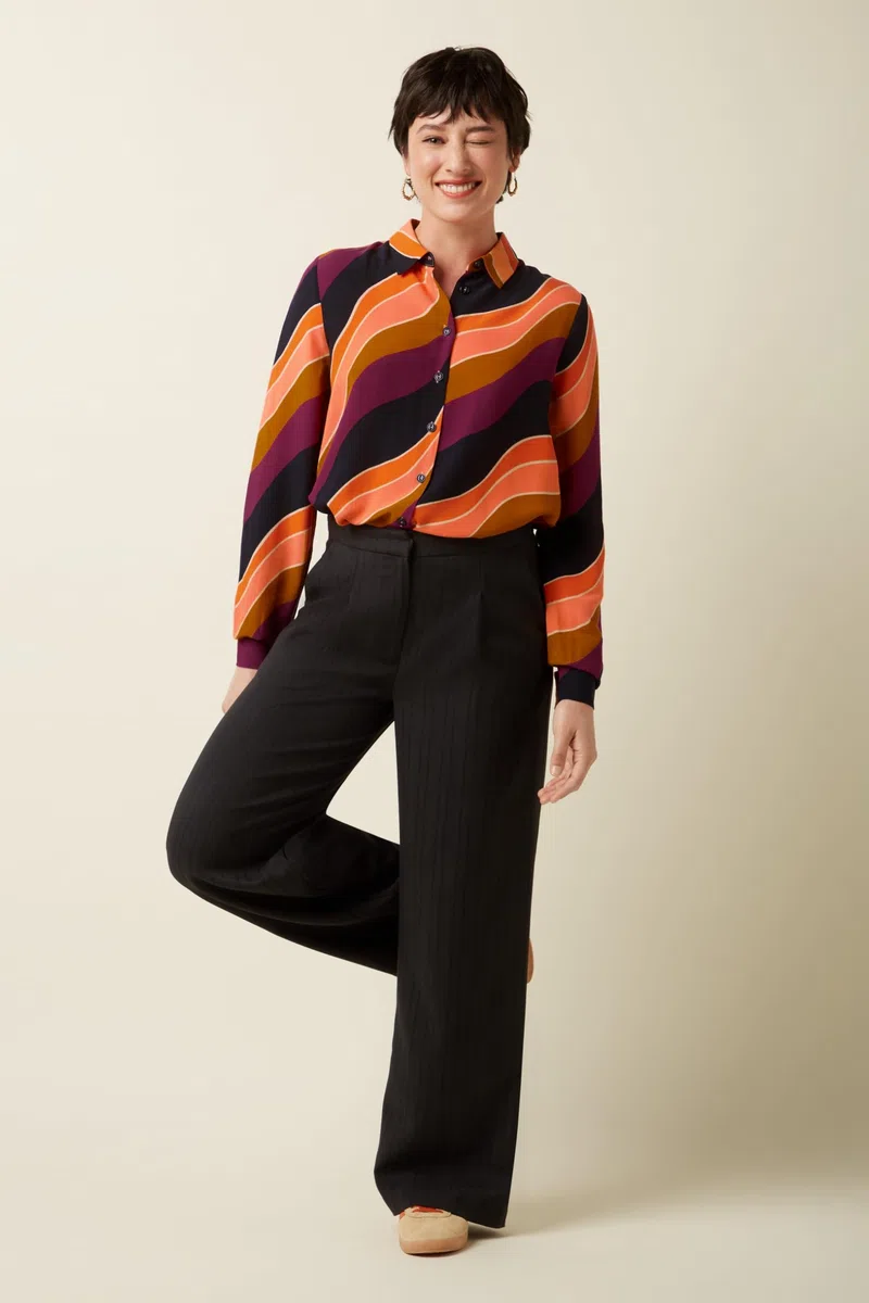 King Louie Blusa para mujer con estampado gráfico Masie Blouse Razzle