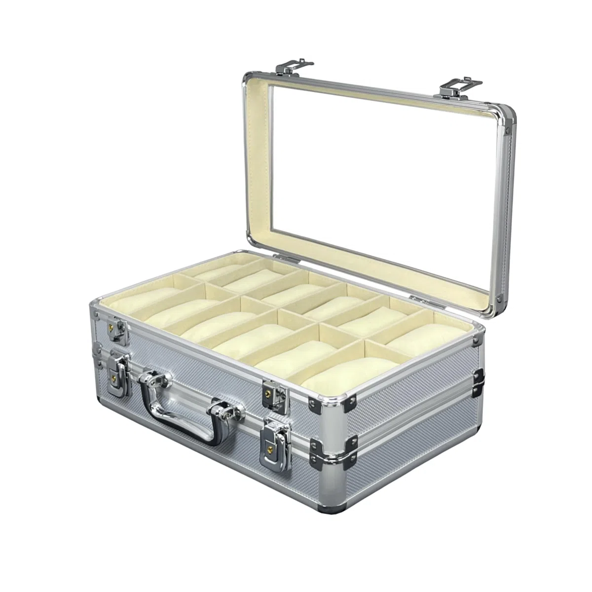 MR Maestro Relojero - Vitrina para Guardar 24 Relojes | Aluminio Resistente | 2 Bandejas Desmontables | Ideal para Organización de Joyas y Relojes, muy Practico, Estupendo para regalo