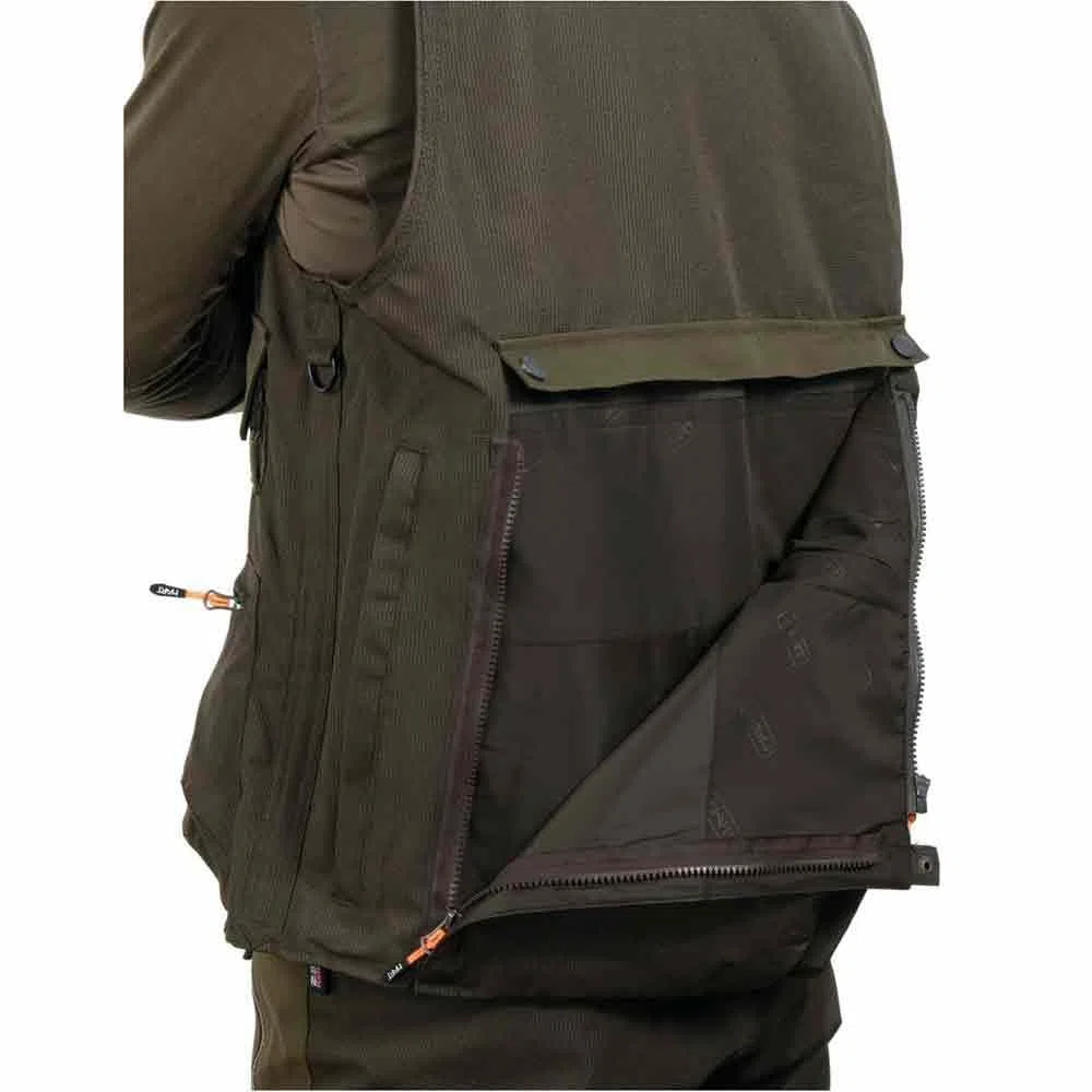 HART ARMOTION Chaleco de Caza Class-V, Verde Oliva Oscuro, Tejido Rip-Stop, con Doble Morral, Cananas, Bolsillos Cargo, Forro de Malla Transpirable (FR/ES, Letras, M, Regular, Regular)
