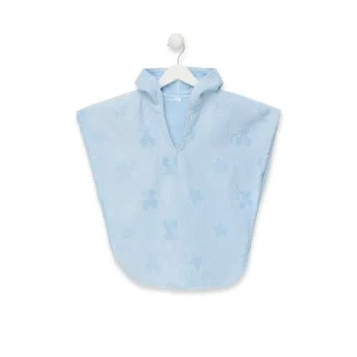 TOUS BABY - Poncho con Capucha de Rizo para tu bebé. Color Celeste (Talla M/de 2 a 3 años)